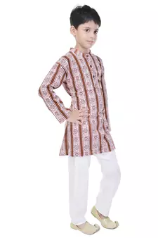 Multicolor printed cotton Kurta Pyjama For Boys