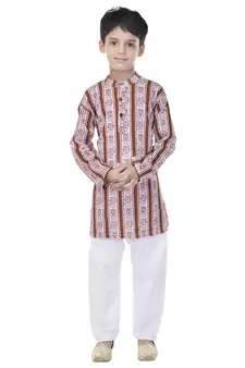 Multicolor printed cotton Kurta Pyjama For Boys