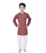 Maroon printed cotton Kurta Pyjama For Boys