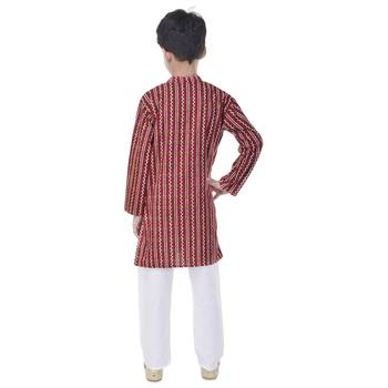 Maroon printed cotton Kurta Pyjama For Boys 2