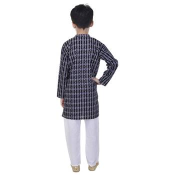 Black printed cotton Kurta Pyjama For Boys 2
