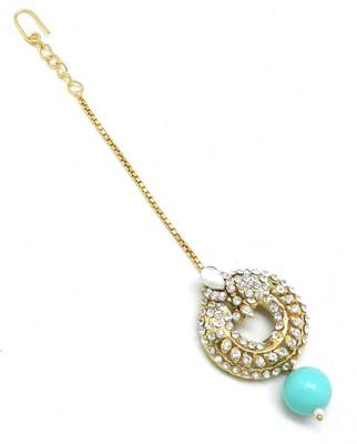 Ethnic Maang Tikka Decorated With Crystal  And  Pearl Drop 1