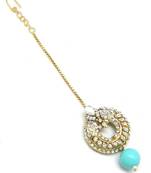 Ethnic Maang Tikka Decorated With Crystal  And  Pearl Drop