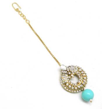 Ethnic Maang Tikka Decorated With Crystal  And  Pearl Drop 3