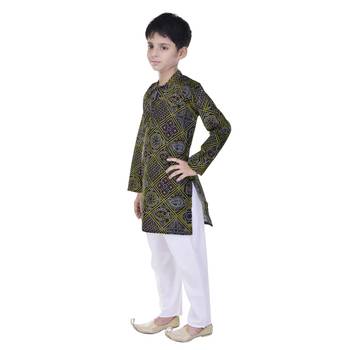 Black printed cotton Kurta Pyjama For Boys 3