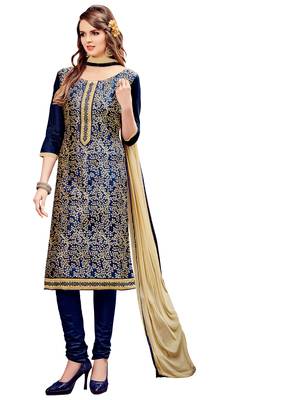 Dark blue embroidered cotton salwar 1