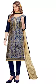 Dark blue embroidered cotton salwar