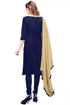 Dark blue embroidered cotton salwar