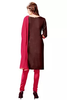Brown Embroidered Cotton Salwar