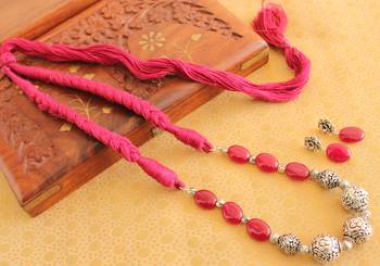 Beautiful Handmade Silver Beads Designer Necklace Set 1