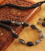 Beautiful Handmade Black Silver Beads Necklace Set