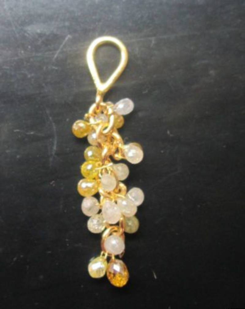 4.75Cts Beautiful Multi Color Diamond Briolette Pendant 1.500g 14K Gold