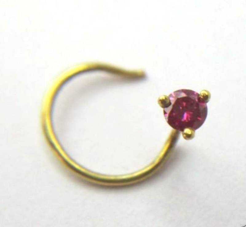 0.08Cts Real Pink Diamond Nose Pin 18k Yellow Gold