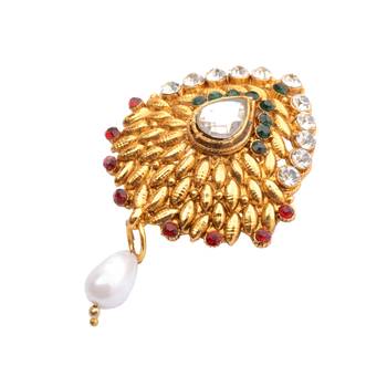 Stylish Embellished Golden   Brooch/ Saree Pin 1