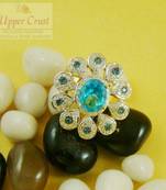 Aqua Blue CZ Adjustable Cocktail Ring