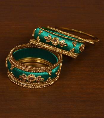 Silk Thread and Zircon Stone Embellished Designer Bangle Set 1