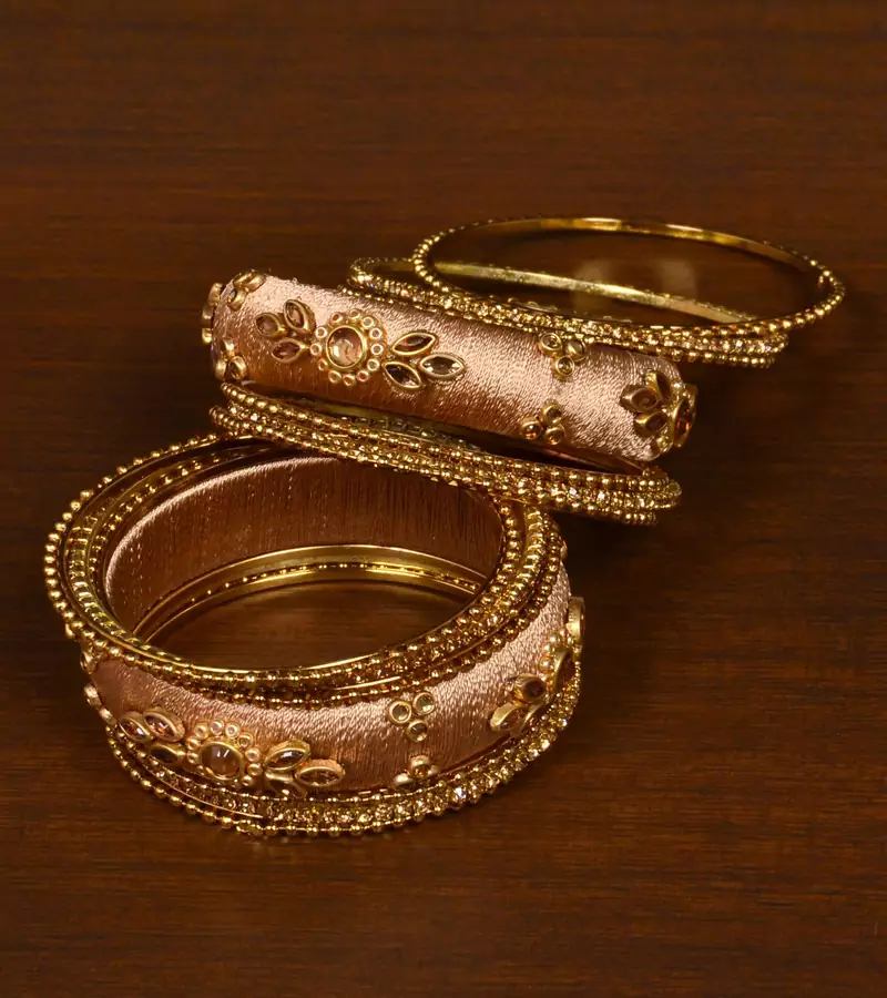 Silk Thread and Zircon Stone Embellished Designer Bangle Set