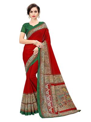 Multicolor printed manipuri silk saree with blouse 1