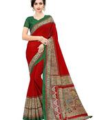 Multicolor printed manipuri silk saree with blouse