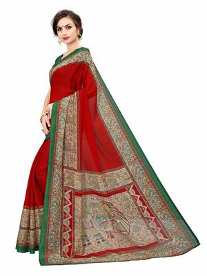 Multicolor printed manipuri silk saree with blouse 2