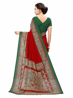 Multicolor printed manipuri silk saree with blouse 3