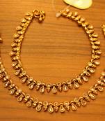 Gold Polki Look Antique Anklets