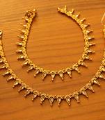 Gold Plate Pear Shaped Polki Antique Anklets