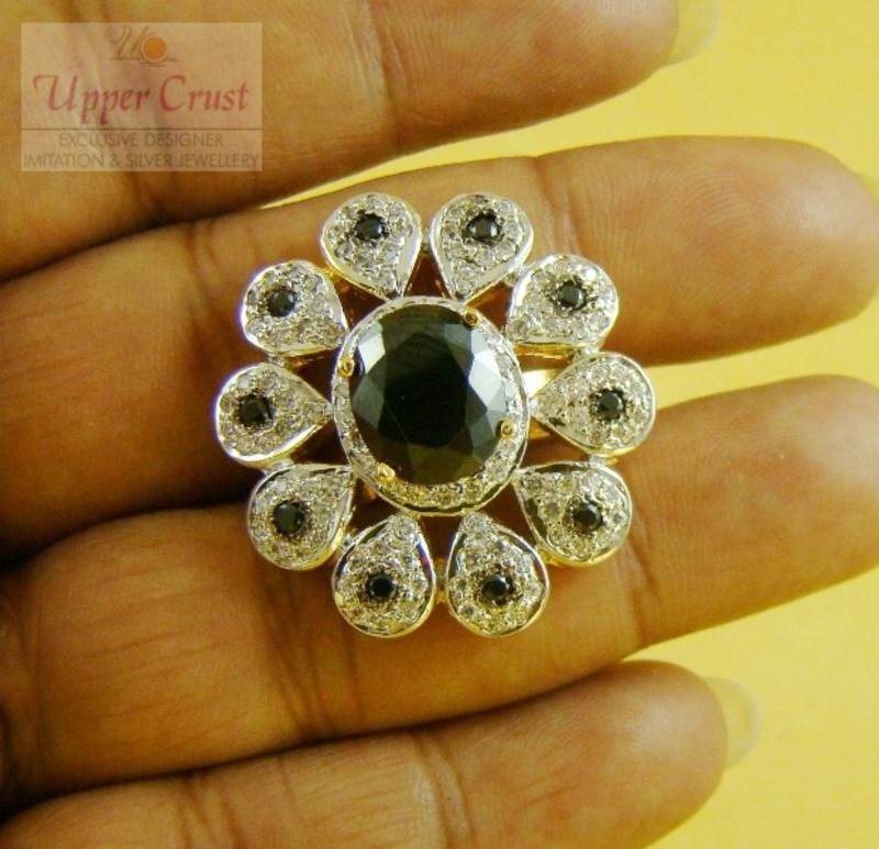 Black Beauty CZ Adjustable Cocktail Ring