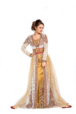 Contemporary Unique Beige Wedding Exclusive Moroccan Kaftans 1