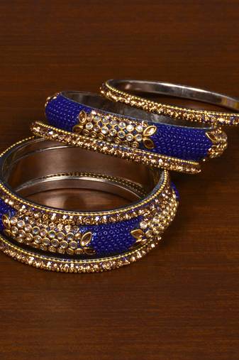 Seed Beads and Zircon Stone Embellished Bangle Set