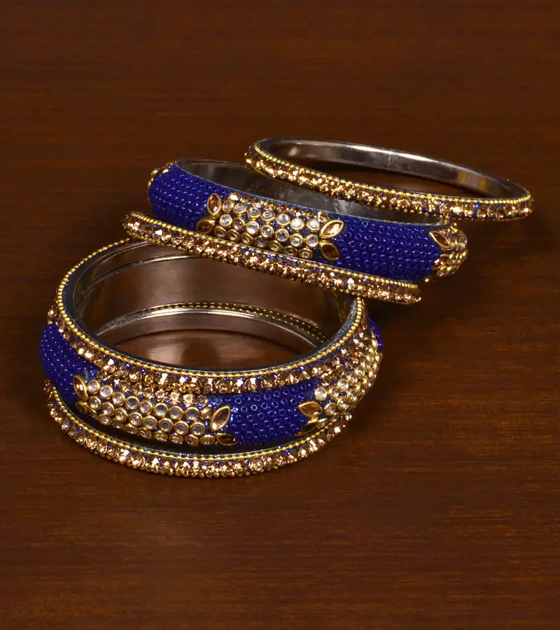 Seed Beads and Zircon Stone Embellished Bangle Set