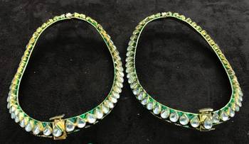 Unique traditional designer meena kundan 2 pc jodha style heavy anklet payal 1
