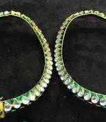 Unique traditional designer meena kundan 2 pc jodha style heavy anklet payal