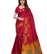 Maroon printed art silk sarees saree with blouse