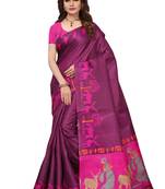 Wine printed art silk sarees saree with blouse