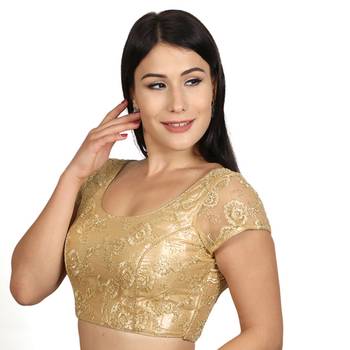 Gold Net Woven stitched blouse 2