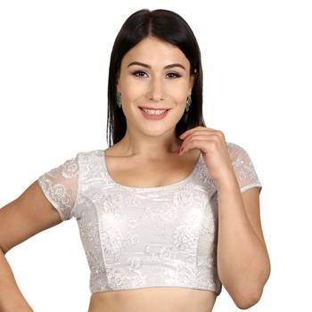 Silver Net Woven stitched blouse 1