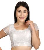 Silver Net Woven stitched blouse