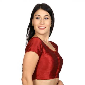Maroon Dupion silk  Woven stitched blouse 2
