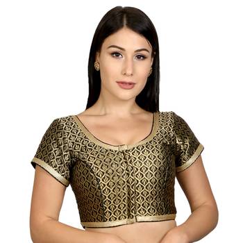 Black Brocade Woven stitched blouse 1