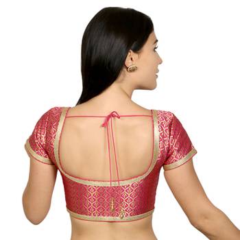 Pink Brocade Woven stitched blouse 3