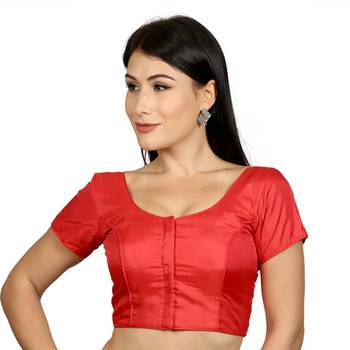 Red Banglori Silk & Net Woven stitched blouse 1