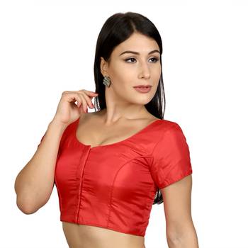 Red Banglori Silk & Net Woven stitched blouse 2