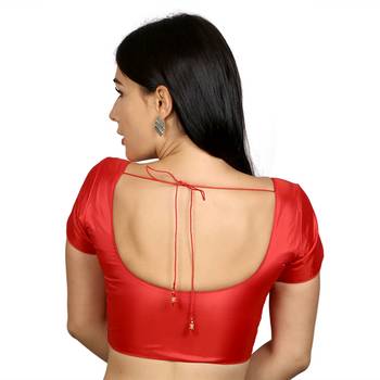 Red Banglori Silk & Net Woven stitched blouse 3