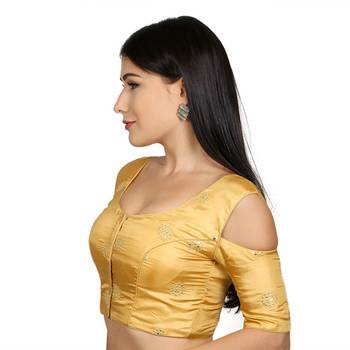 Gold Banglori Silk & Net Woven stitched blouse 1