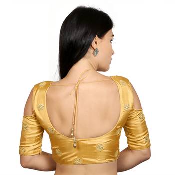 Gold Banglori Silk & Net Woven stitched blouse 2