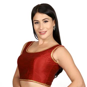 Maroon Dupion Silk Woven stitched blouse 2