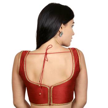 Maroon Dupion Silk Woven stitched blouse 3