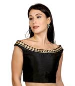 Black Dupion Silk Woven stitched blouse