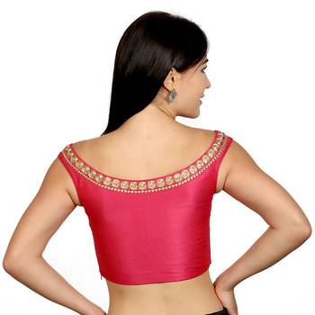 Pink Dupion Silk Woven stitched blouse 3